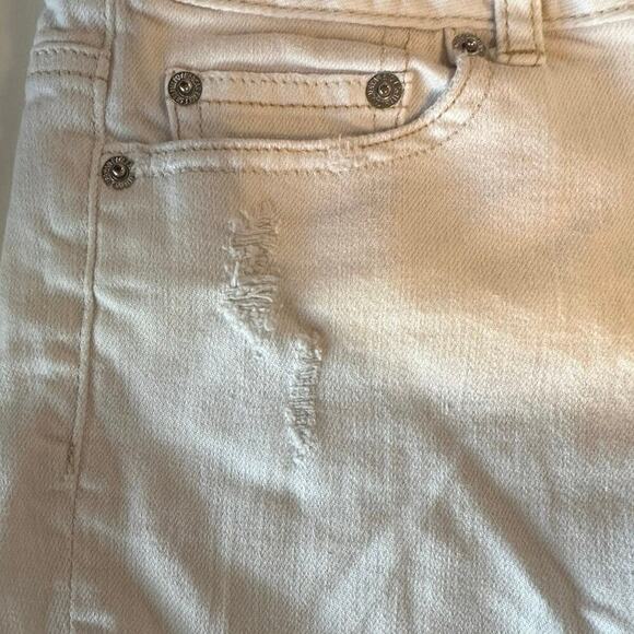 American Eagle Womens Y2K Micro Mini Short Shorts Size 4 White Distressed Preppy - Picture 4 of 8
